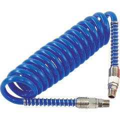 HA5212 Polyurethane Coiled Hose Assembly Blue 5m of 6.5mm i/d Hose Male Thread R 1/4 Swivel Ends