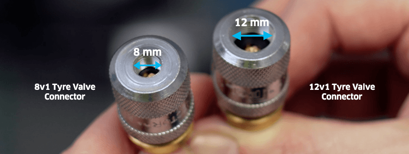 The difference between 8v1 and 12v1 tyre valve connectors